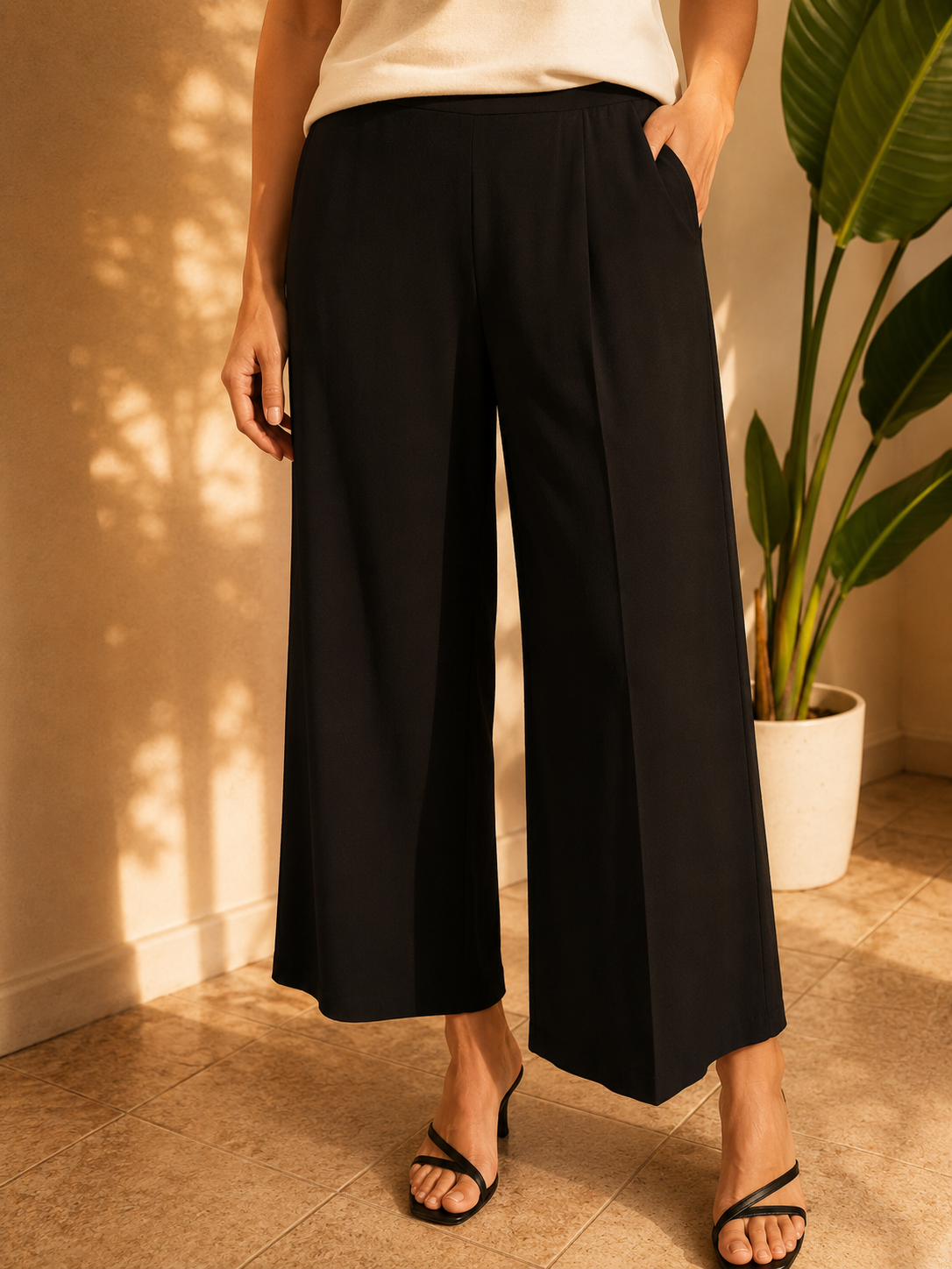 Pantaloni curvy donna in cotone elasticizzato