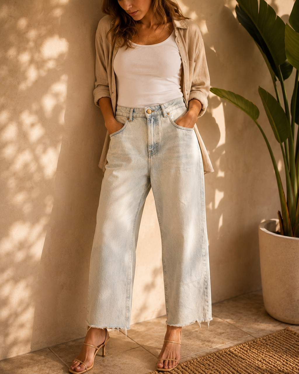Jeans donna vita alta lavaggio chiaro