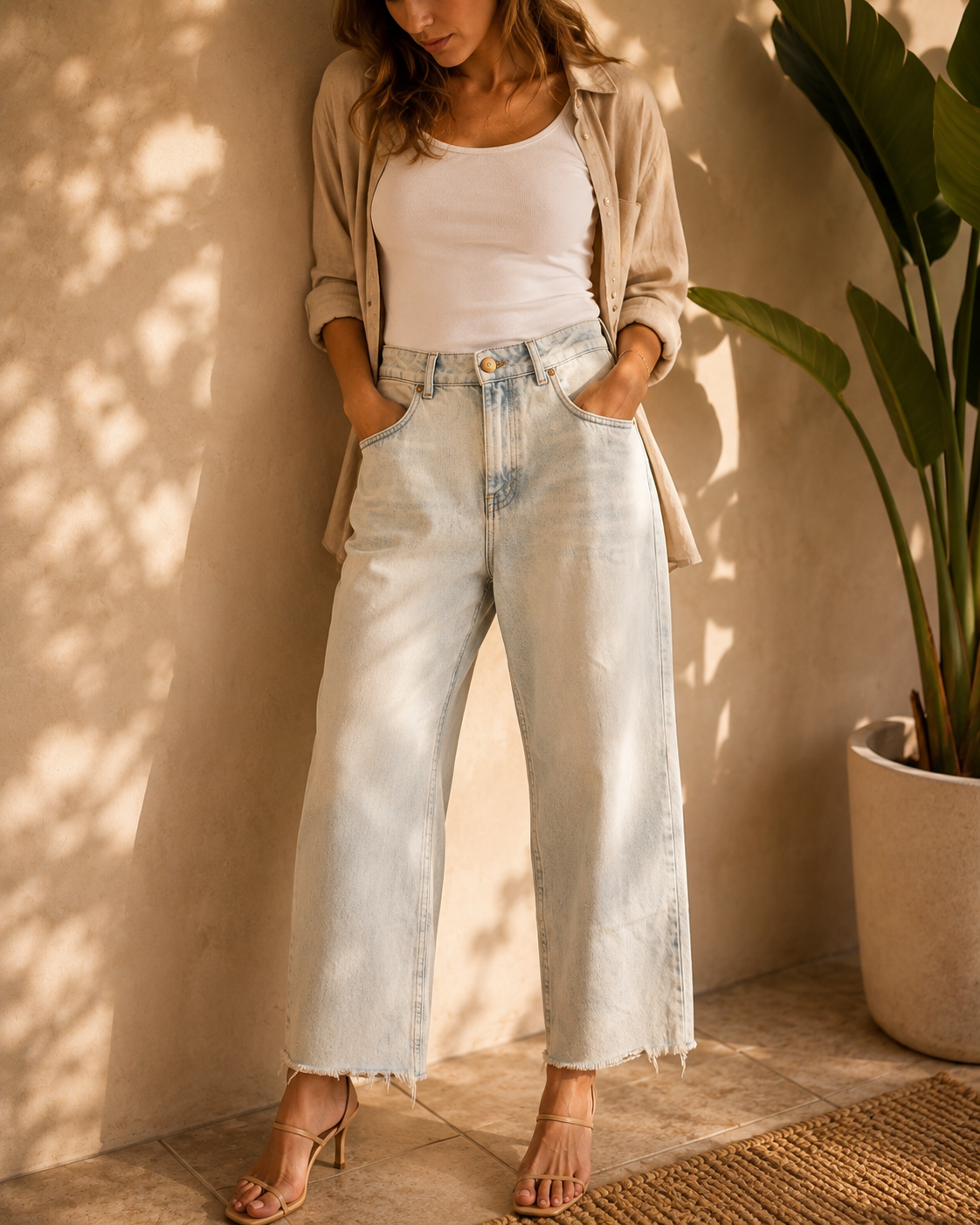 Jeans donna vita alta lavaggio chiaro