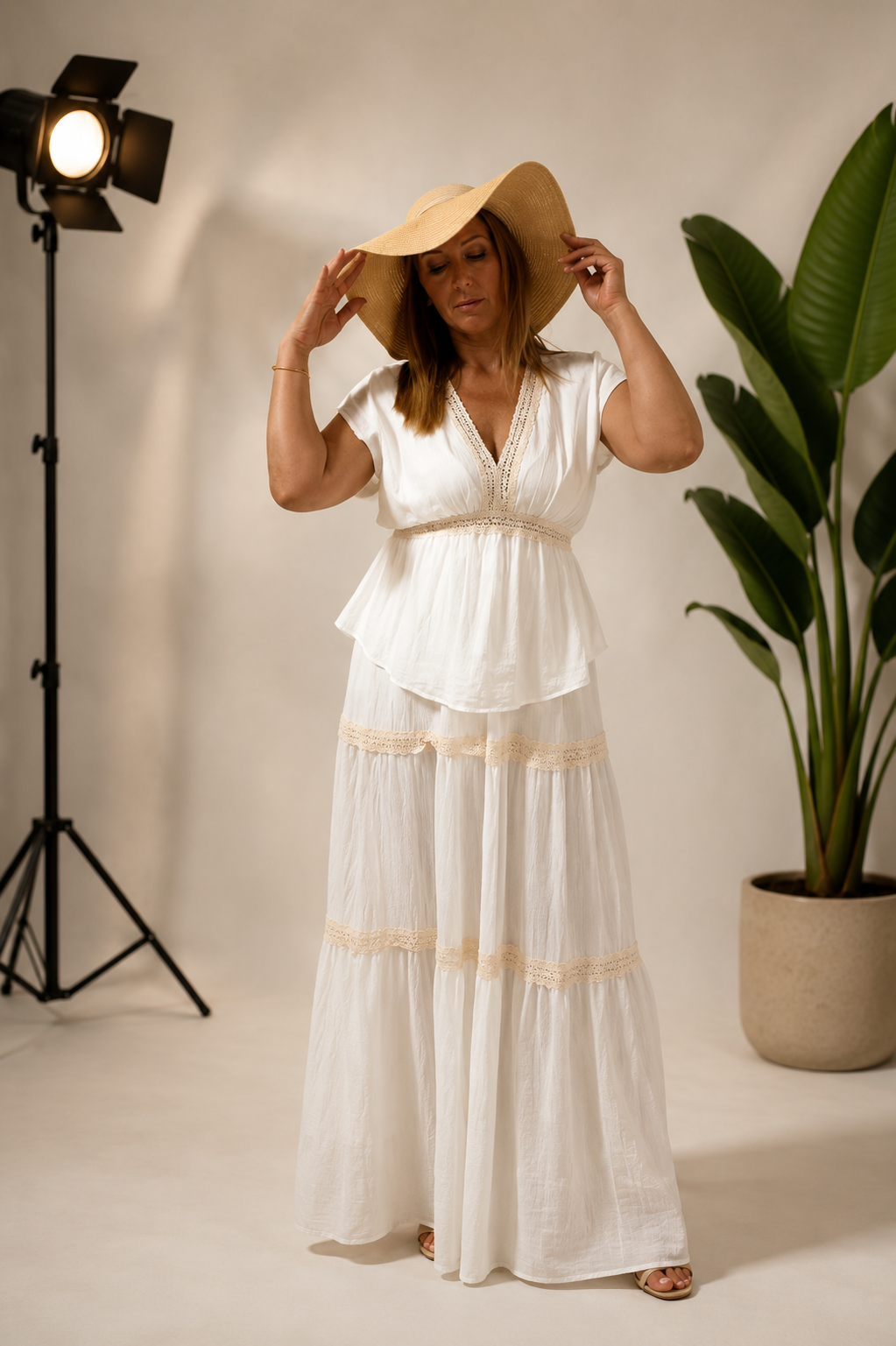 Completo Arianna donna in cotone e viscosa con ricamo – Taglia L