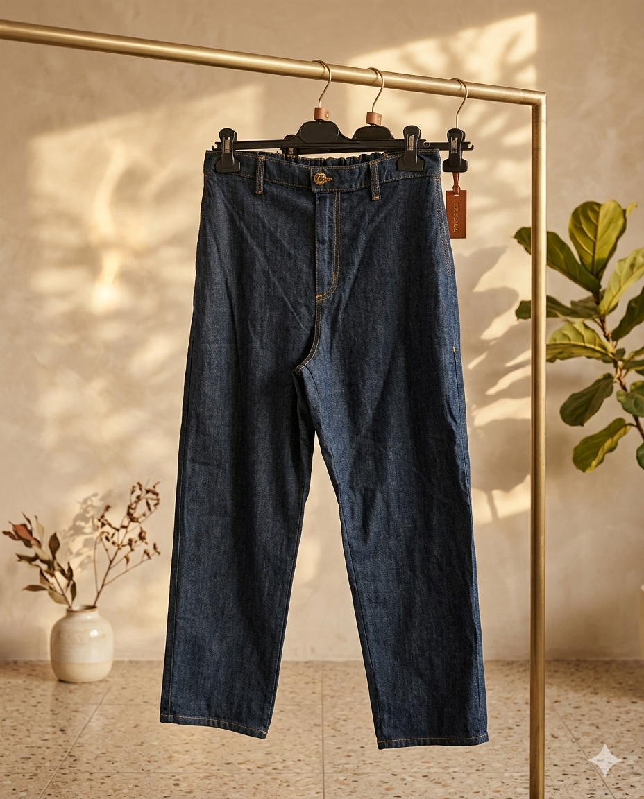 Pantaloni donna effetto jeans con elastico in vita