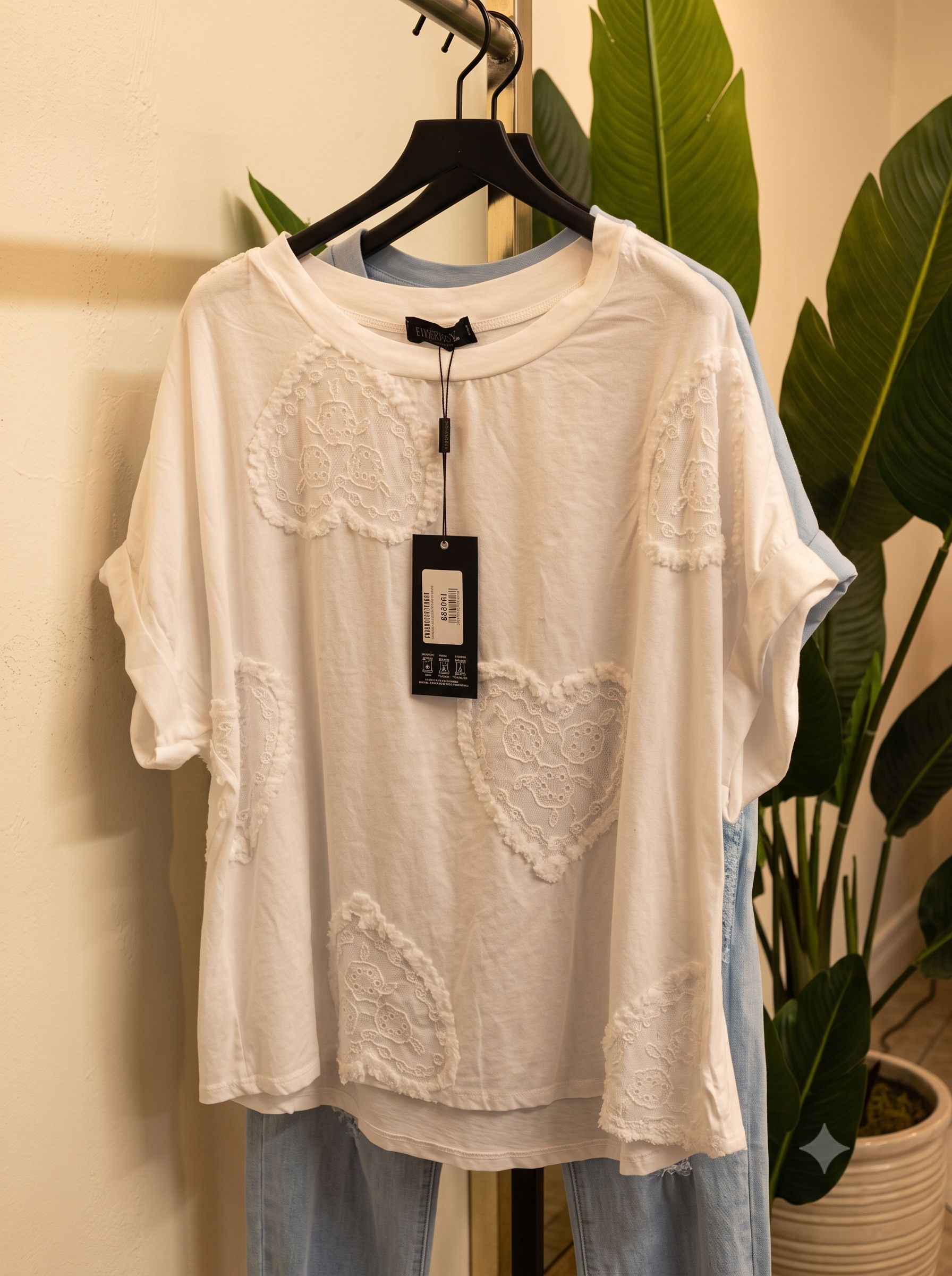 Maglietta donna in cotone con ricamo