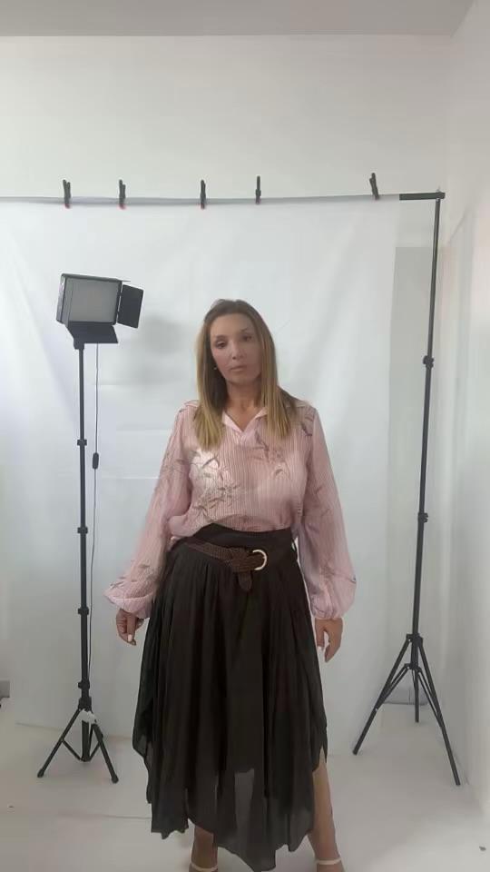 Gonna lunga donna in viscosa con spacchi e volant