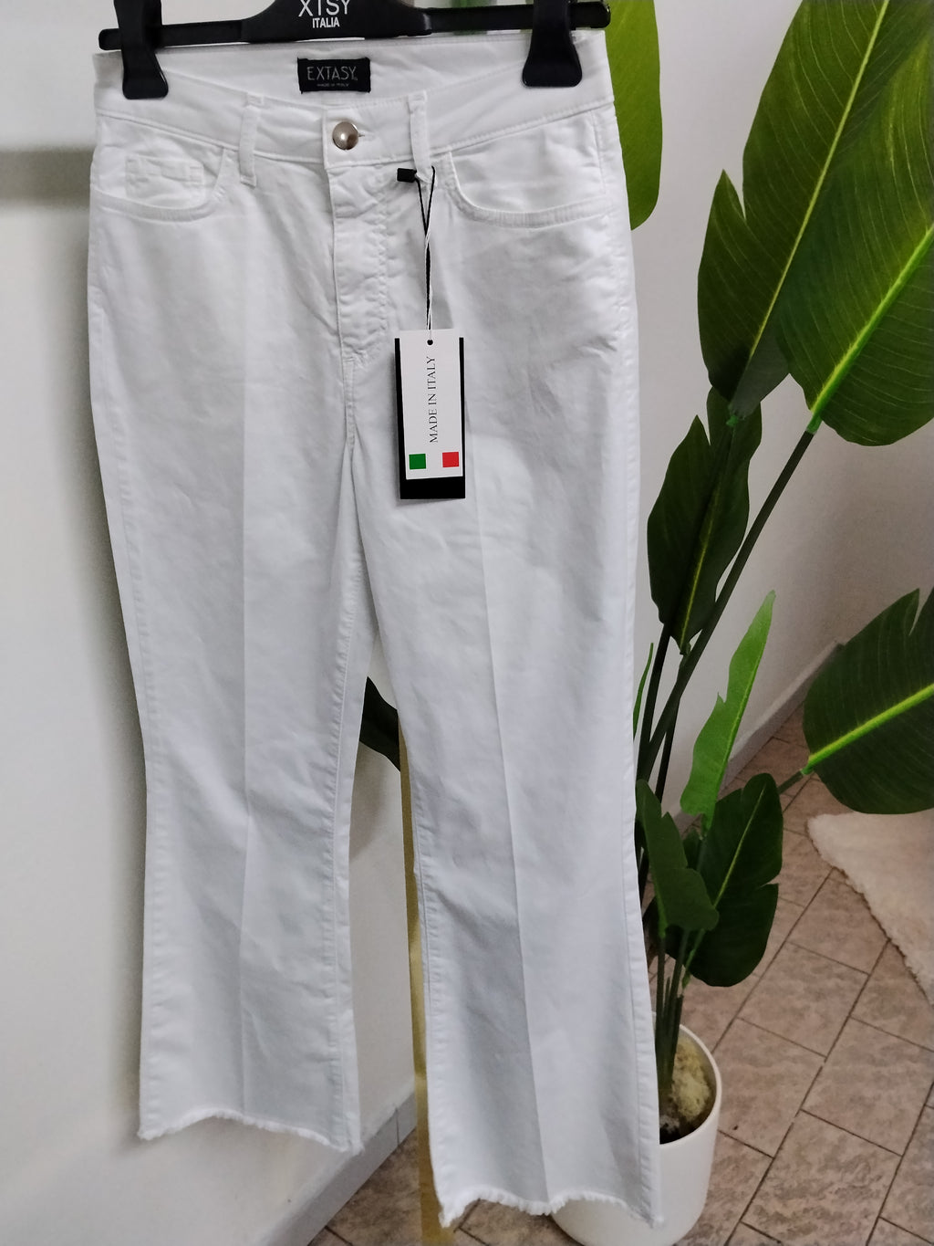Pantalone a zampa in cotone 5 tasche